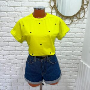 T-shirt Coração Preto Poa